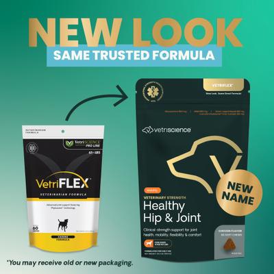 Show full view: VetriScience Veterinary Strength Healthy Hip & Joint Chicken Flavored Supplement Chews for Large Dogs, 60 Count slide 3 of 10