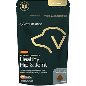 VetriScience Veterinary Strength Healthy Hip & Joint Chicken Flavored Supplement Chews for Large Dogs, 60 Count