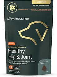 VetriScience Veterinary Strength Healthy Hip & Joint Chicken Flavored Supplement Chews for Small & Medium Dogs, 60 Count