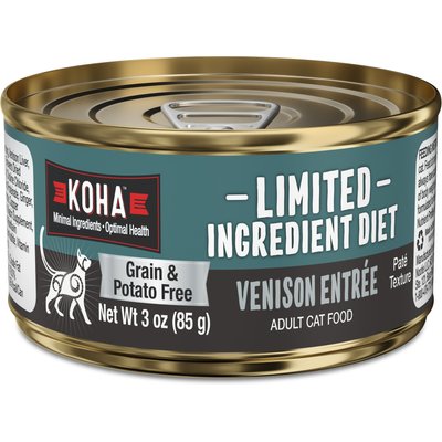 KOHA KOHA Limited Ingredient Diet Venison Entrée Grain-Free Paté Wet Cat Food, 3-oz can, case of 3
