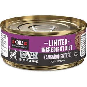 KOHA Limited Ingredient Diet Kangaroo Entrée Grain-Free Paté Wet Cat Food, 5.5-oz can, case of 24