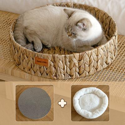 Show full view: Happy & Polly Handwoven Natural Grass Cat Bed, Scratcher slide 8 of 9