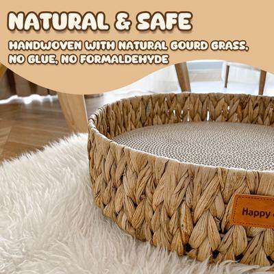 Show full view: Happy & Polly Handwoven Natural Grass Cat Bed, Scratcher slide 7 of 9