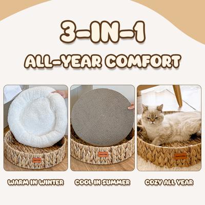 Show full view: Happy & Polly Handwoven Natural Grass Cat Bed, Scratcher slide 3 of 9