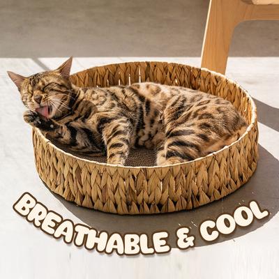 Show full view: Happy & Polly Handwoven Natural Grass Cat Bed, Scratcher slide 2 of 9