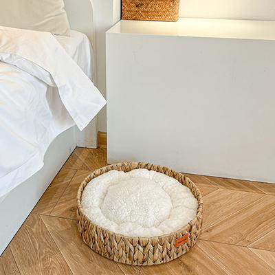 Show full view: Happy & Polly Handwoven Natural Grass Cat Bed, Cushion slide 8 of 9