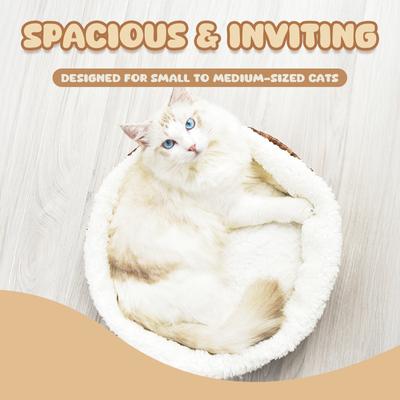 Show full view: Happy & Polly Handwoven Natural Grass Cat Bed, Cushion slide 4 of 9