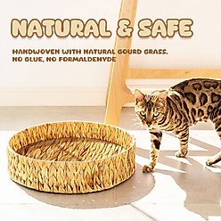 Happy & Polly Handwoven Natural Grass Cat Bed, Cushion slide 2 of 9