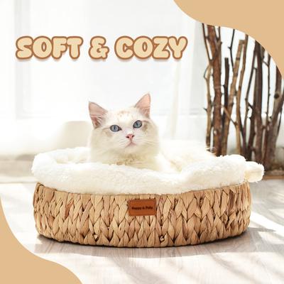 Show full view: Happy & Polly Handwoven Natural Grass Cat Bed, Cushion slide 2 of 9
