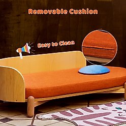 Happy & Polly Wooden Sunset Elevated Dog & Cat Couch Bed with Removable Cover, Orange, Large slide 2 of 9