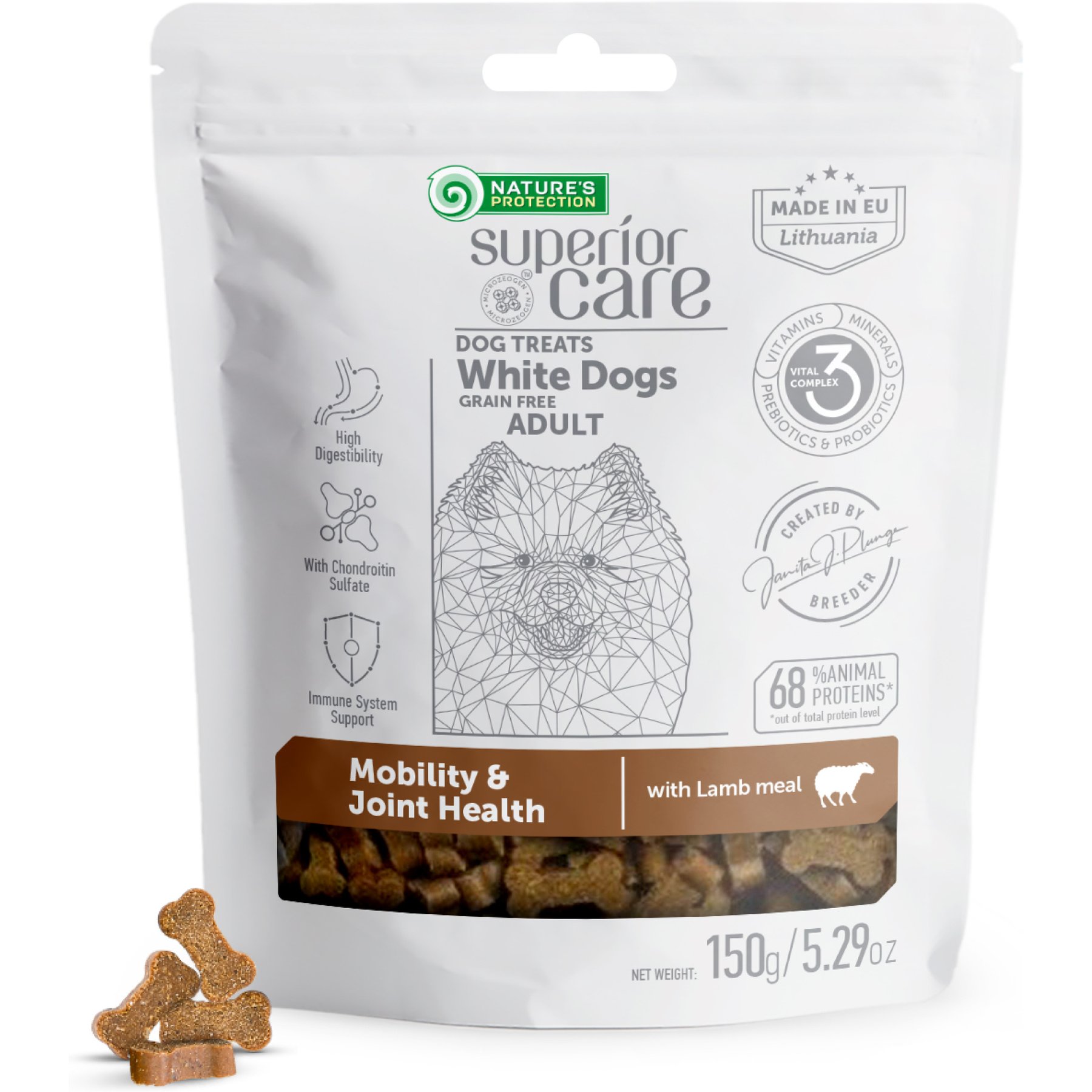 Nature's Protection Superior Care Grain-Free Lamb Adult Training White Dog Treats, 5.29-oz bag