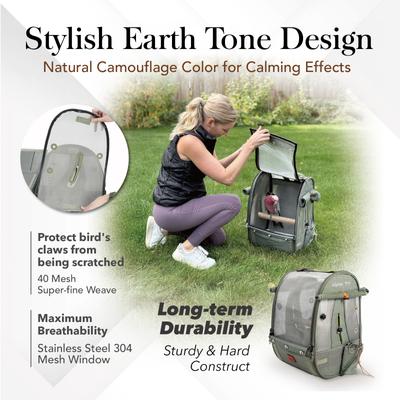 Show full view: Ibiyaya Trackpack Bird Carrier, Jungle Green, Medium slide 3 of 9