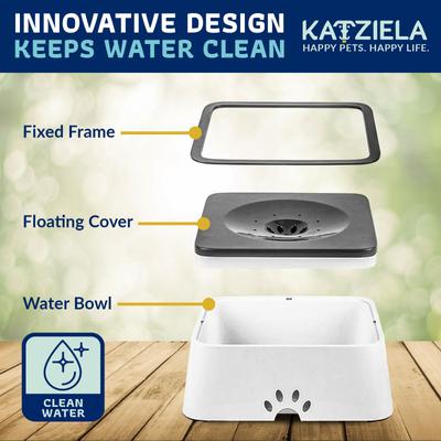 Show full view: Katziela No Spill Dog & Cat Water Bowl, 35-oz, White, Medium slide 3 of 6