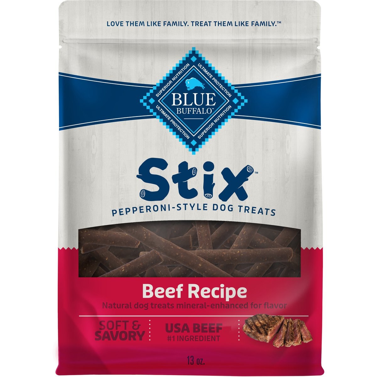 Blue Buffalo Blue Stix Beef Recipe Pepperoni-Style Dog Treats, 13-oz bag