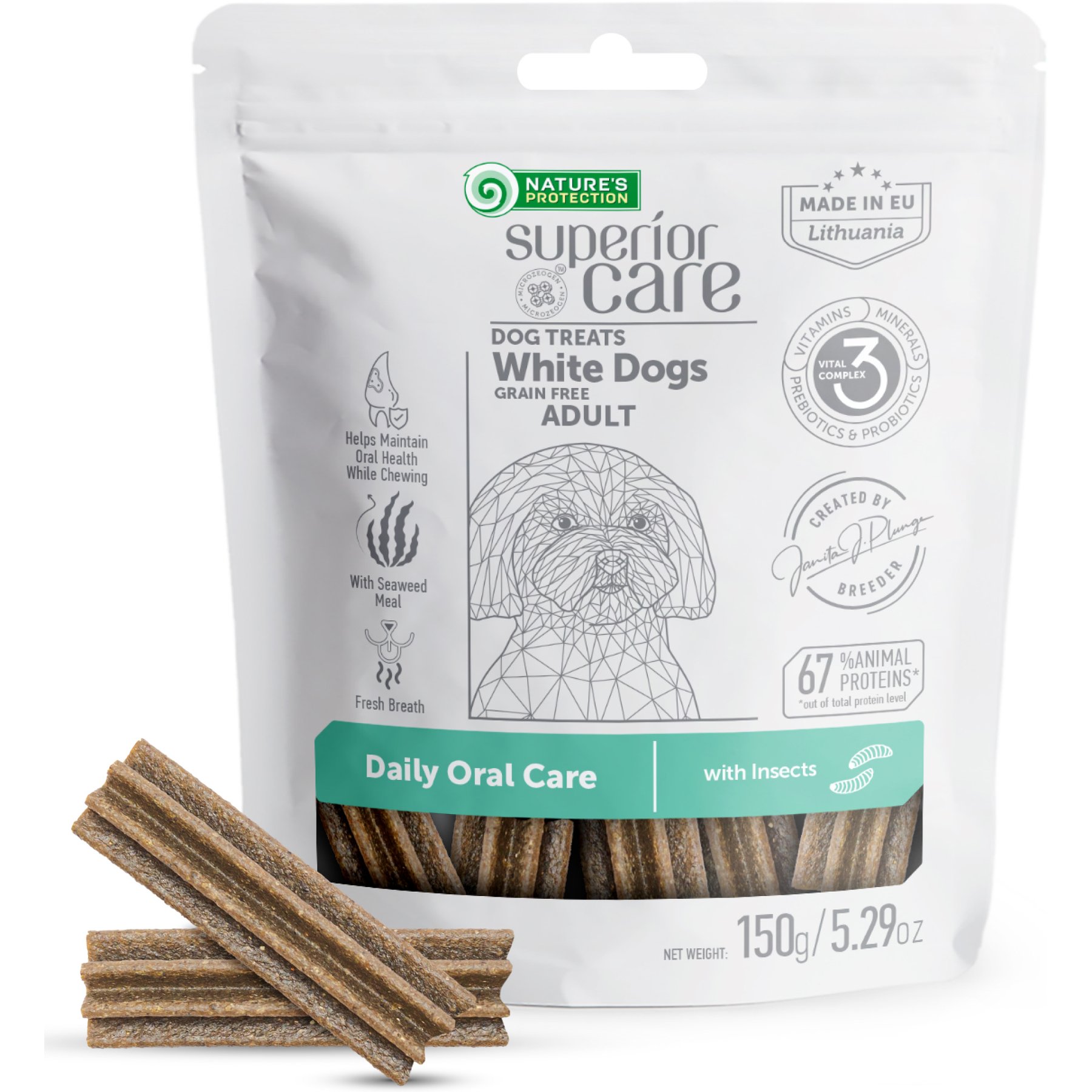 Nature's Protection Superior Care Medium Grain-Free Insect Protein Adult Dental Dog Treats, 5.29-oz bag
