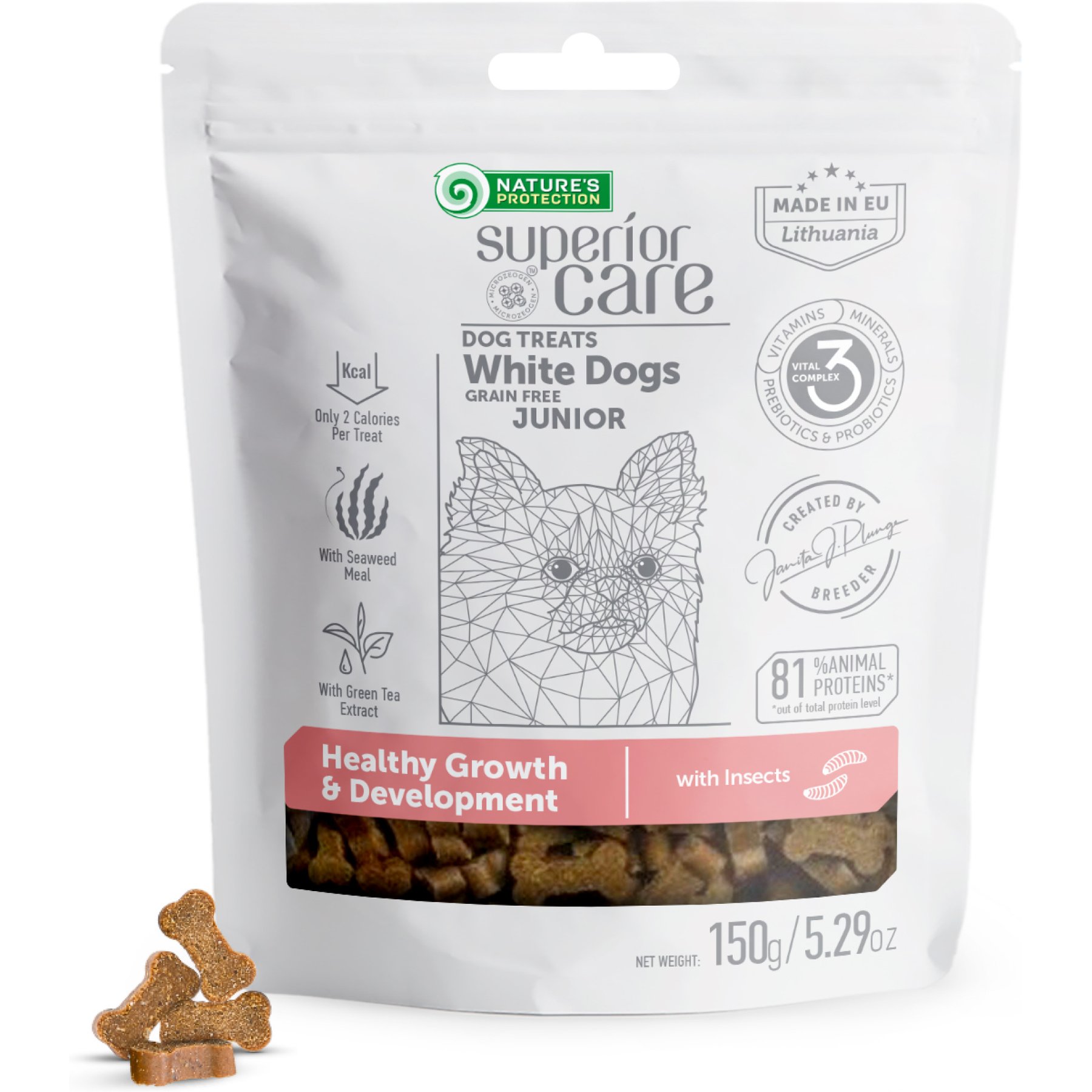 Nature's Protection Superior Care White Coat Insect Protein Training Dog Treats, 5.29-oz bag
