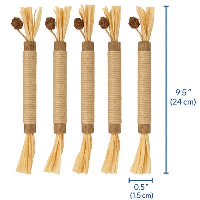 Show full view: SunGrow Silvervine Teething Chew Sticks Dental Treat & Feather Cat Toy with Catnip, 5 count slide 3 of 7