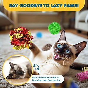 SunGrow Colorful Bouncy Springs, Pom Pom Balls & Interactive Sprinkle Cat Toys, 30 count