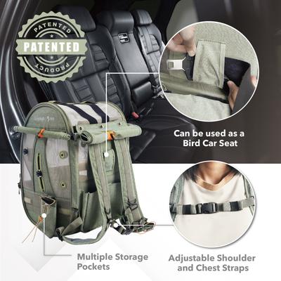 Show full view: Ibiyaya Trackpack Bird Carrier, Jungle Green, Medium slide 5 of 9