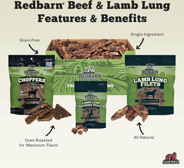 Redbarn Lamb Lung Filets Dog Chew, 10-oz bag