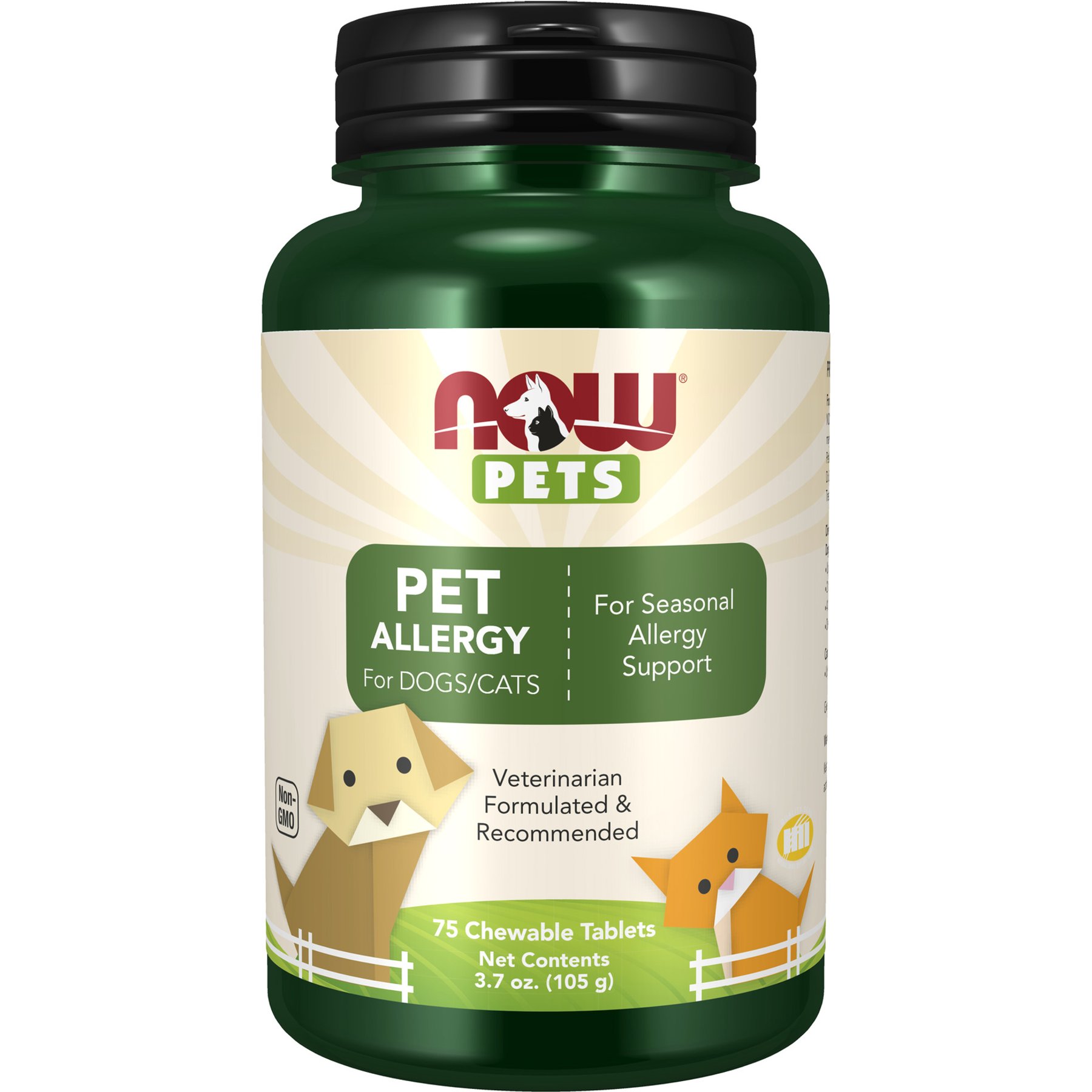 NOW Pets Pet Allergy Dog & Cat Supplement, 75 count