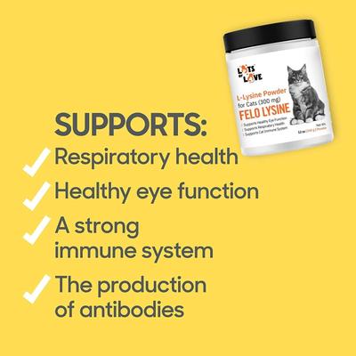 Show full view: Lots of Love Pet Products Felo Lysine Respiratory Powder Supplement for Cats, 12-oz jar slide 3 of 9