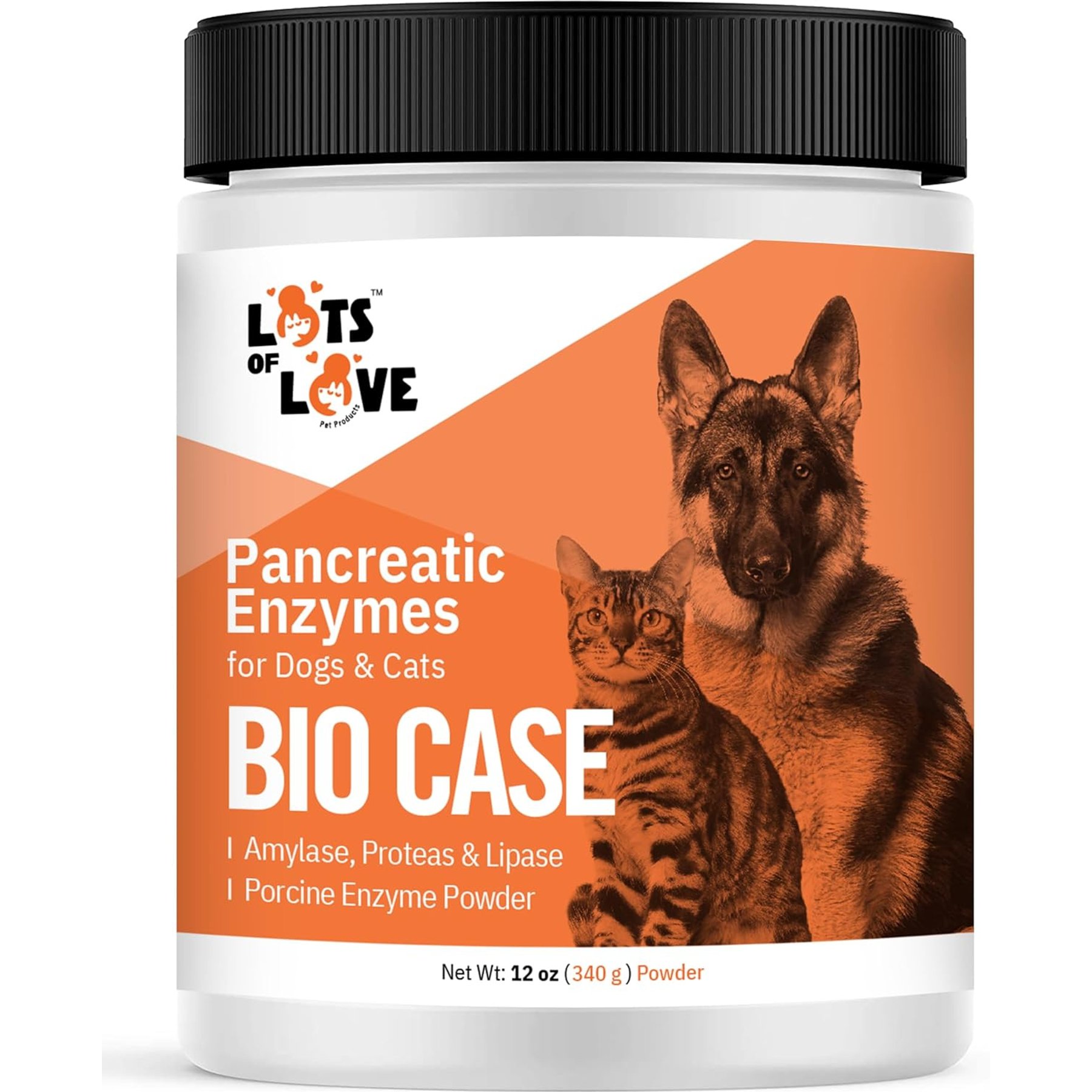 Lots of Love Pet Products Bio Case Pancreatic Enzyme Powder for Dogs, 12-oz jar