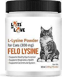 Lots of Love Pet Products Felo Lysine Respiratory Powder Supplement for Cats, 12-oz jar