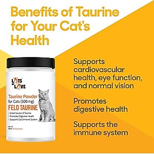 Lots of Love Pet Products Felo Taurine Vision Powder Supplement for Cats, 16-oz jar