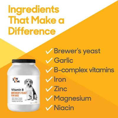 Show full view: Lots of Love Pet Products Brewer's Yeast Garlic Flavored Skin & Coat Powder Supplement for Dogs, 5-lb jar slide 3 of 8