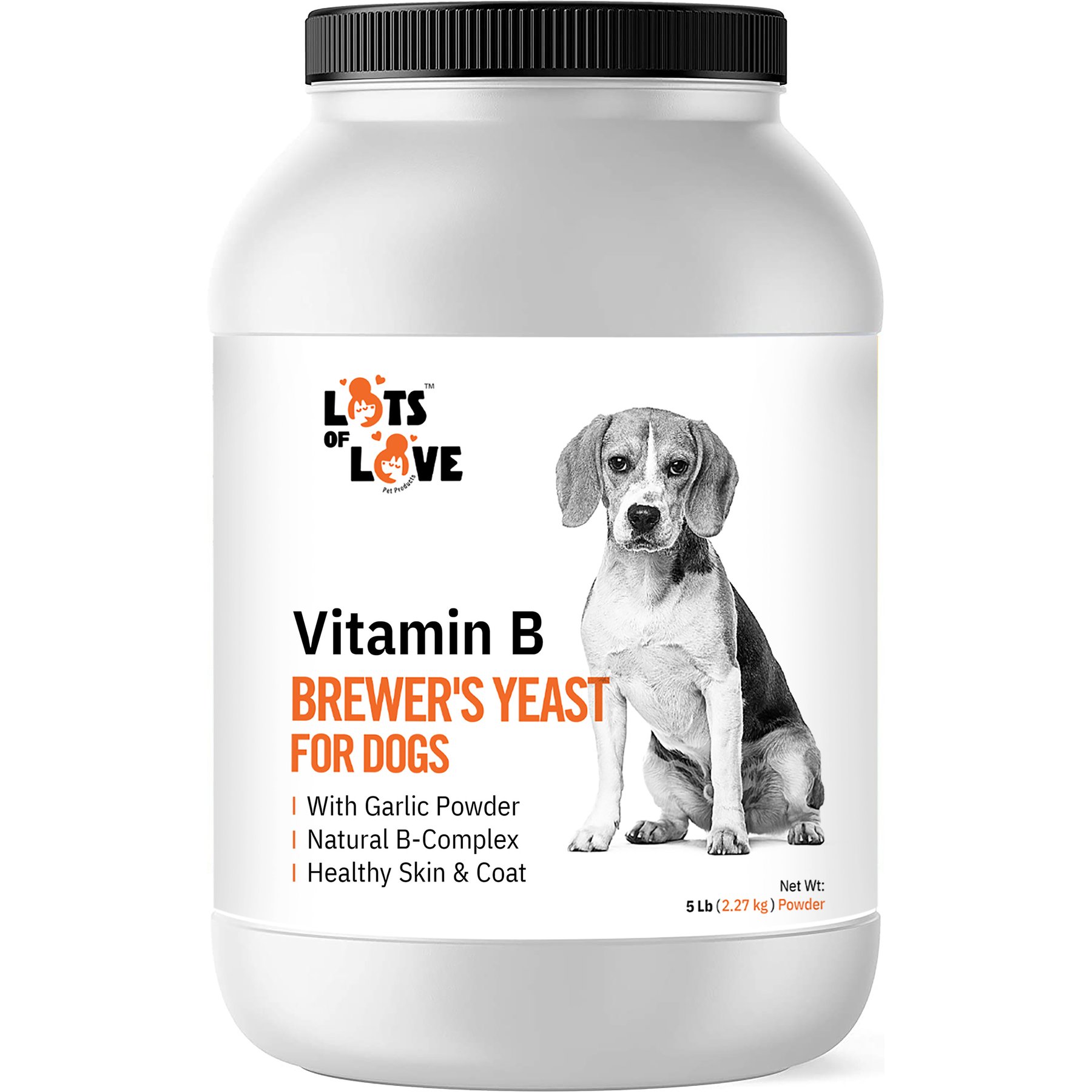Lots of Love Pet Products Brewer's Yeast Garlic Flavored Skin & Coat Powder Supplement for Dogs, 5-lb jar