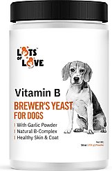 Lots of Love Pet Products Brewer's Yeast Garlic Flavored Skin & Coat Powder Supplement for Dogs, 16-oz jar