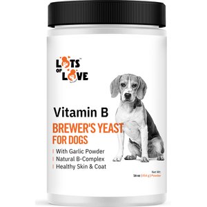 Lots of Love Pet Products Brewer's Yeast Garlic Flavored Skin & Coat Powder Supplement for Dogs, 16-oz jar