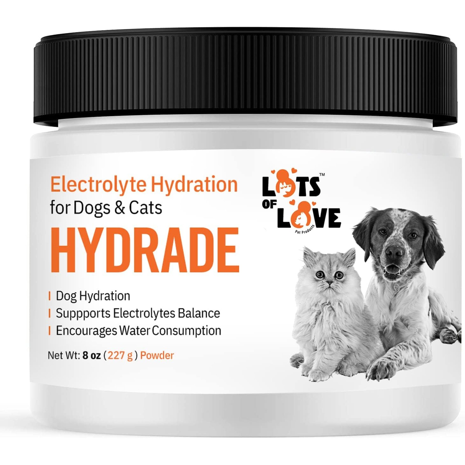 Lots of Love Pet Products Hydrade Powder Supplement for Dogs, 8-oz jar