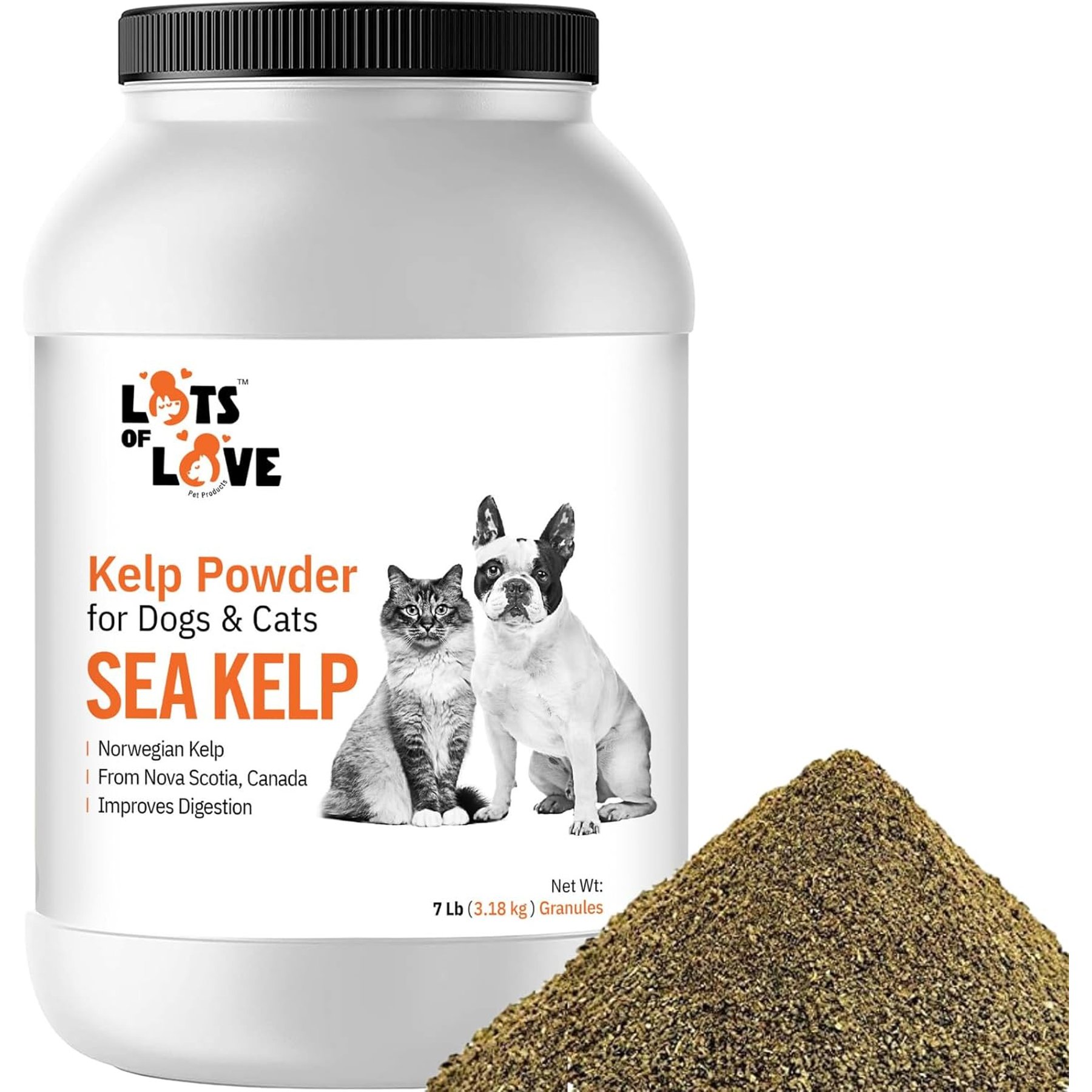 Lots of Love Pet Products Sea Kelp Hormone Powder Supplement for Dogs, 7-lb jar