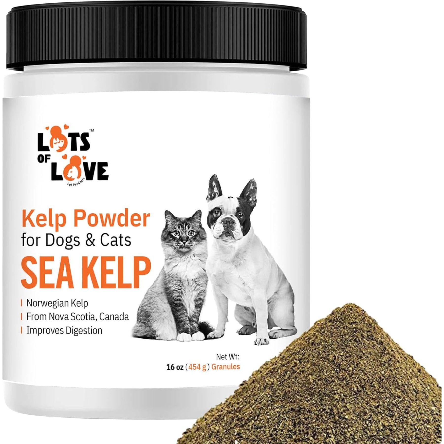 Lots of Love Pet Products Sea Kelp Hormone Powder Supplement for Dogs, 16-oz jar