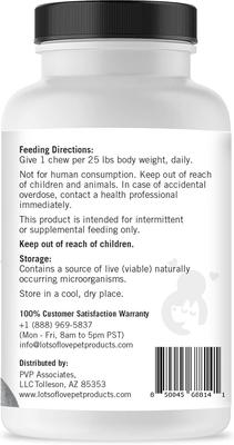 Show full view: Lots of Love Pet Products Probiotics Chew Digestive Aid for Dogs, 90 count slide 8 of 9