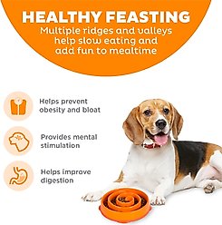 Outward Hound Fun Feeder Interactive Dog Bowl, Orange, 2 cup slide 2 of 6