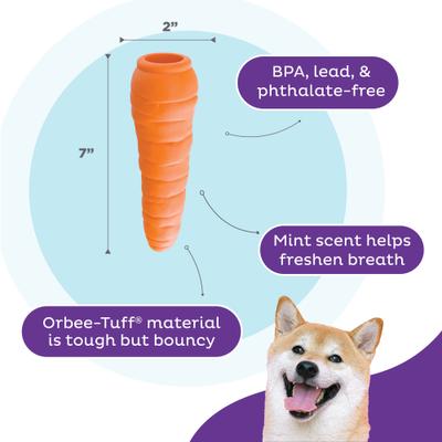 Show full view: Outward Hound Orbee-Tuff Carrot Treat Dispensing Tough Dog Chew Toy slide 4 of 13