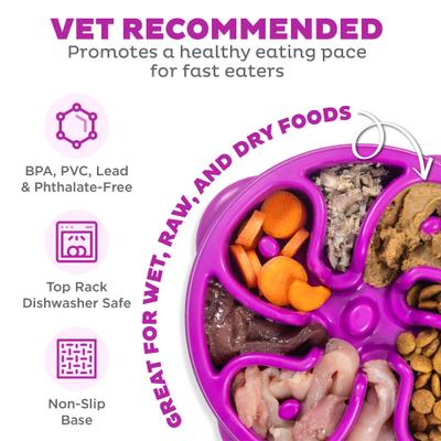 Show full view: Outward Hound Fun Feeder Interactive Dog Bowl, Purple, 2 cup slide 4 of 11