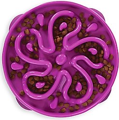 Outward Hound Fun Feeder Interactive Dog Bowl, Purple, 4 cup