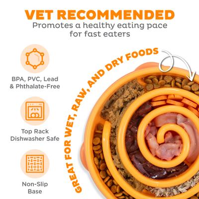 Show full view: Outward Hound Fun Feeder Interactive Dog Bowl, Orange, 4 cup slide 3 of 9