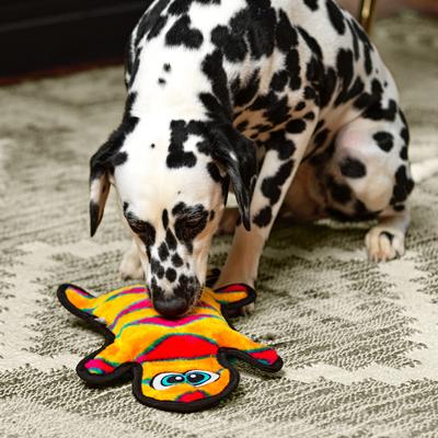 Show full view: Outward Hound Durablez Gecko Tough Squeaky Stuffing-Free Dog Plush Toy, Orange, Large slide 5 of 9