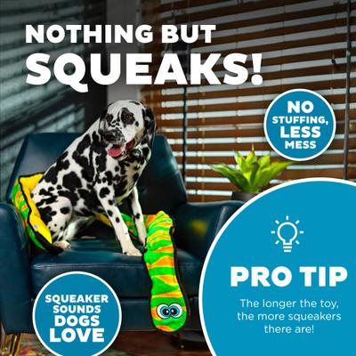 Show full view: Outward Hound Durablez Snake Tough Squeaky Dog Plush Toy, Green, XX-Large slide 4 of 10