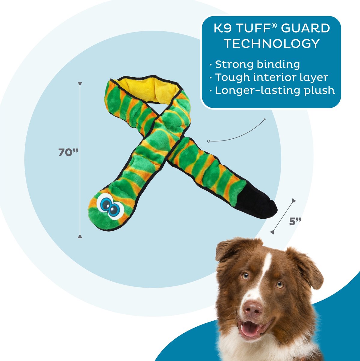 ARB The Best 　 POWER UP! HOUND DOG OUTWARD HOUND Durablez Tough Plush Dog Toy, Green, XX-Large