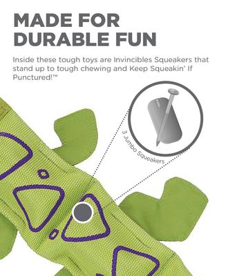 Show full view: Outward Hound Fire Biterz Lizard Squeaky Dog Toy, Green, 3 squeak slide 5 of 11