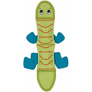 Outward Hound Fire Biterz Lizard Squeaky Dog Toy, Green, 2 squeak