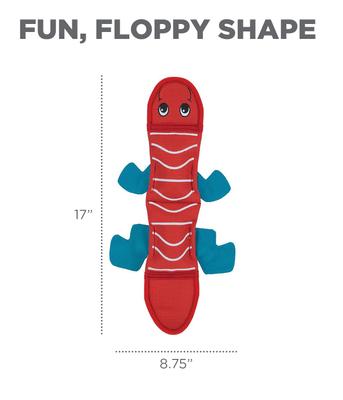 Show full view: Outward Hound Fire Biterz Lizard Squeaky Dog Toy, Red, 2 squeak slide 5 of 10
