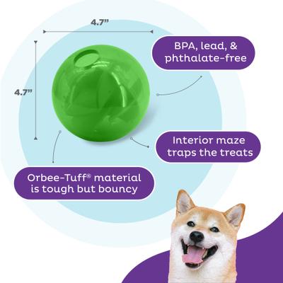 Show full view: Outward Hound Orbee-Tuff Mazee Interactive Treat Dispensing Puzzle Dog Toy, Green slide 3 of 13