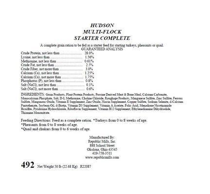 Show full view: Hudson Feeds 28% Protein Multi-Flock Starter Complete Poultry Feed, 50-lb bag slide 3 of 9